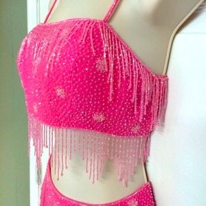 3pc Party Formal Crop Top Prom Dress Skirt Pink